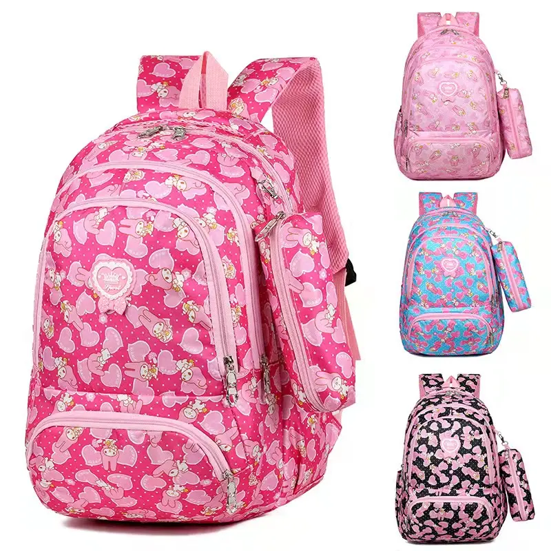 2022 New Cute Large Capacity Rucksack With Pencil Box Sweet Nylon school bags for teenager girls