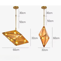 Lampes suspendues LED postmodernes, luminaires de plafond en verre cognac pour intérieur, lampes suspendues en verre pour chambre à coucher et salle à manger