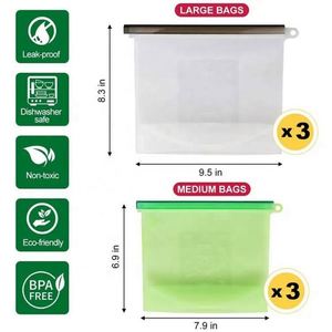 Wholesale Reusable Eco Friendly Leakproof Silicone Vacuum <b>Compressed</b> Food Storage <b>Bags</b> with Clear Ziplock for Kitchen Use - Product Image 2