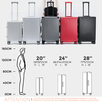 Valise de voyage unisexe tendance, 24 pouces, entièrement en alliage d'aluminium, silencieuse, à roulettes pivotantes, étanche, avec serrure TSA, nouveau design