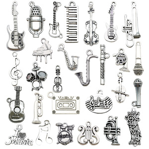 Breloques Rétro en Alliage pour Bijoux DIY : Bracelet, Collier, Porte-clés – Accessoires Instrument de Musique et Symbole Musical en <span class=keywords><strong>Argent</strong></span> Ancien - Product Image 2