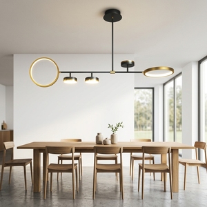 <span class=keywords><strong>Lampadario</strong></span> a sospensione LED lineare moderno, anello oro e nero, stile nordico, per bar, sala da pranzo, isola cucina, vendita all'ingrosso - Product Image 1