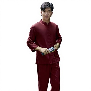 Vêtements de yoga en mélange coton-lin, <span class=keywords><strong>costume</strong></span> <span class=keywords><strong>traditionnel</strong></span> <span class=keywords><strong>chinois</strong></span> pour la méditation zen, le tai-chi, <span class=keywords><strong>costume</strong></span> Tang pour jeunes hommes - Product Image 1