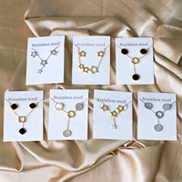 Ensemble de boucles d'oreilles et collier en acier inoxydable plaqué or avec motif étoile Kitty Snoopy, bijoux pour femmes pour les occasions spéciales