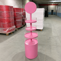 Présentoir cosmétique métallique léger sur pied à plusieurs niveaux avec porte-panneau pour magasin de détail et salon de beauté