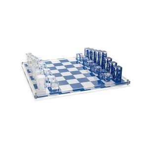 Yageli atacado personalizado impressão lucite jogo de tabuleiro fornecedor acrílico transparente peças de xadrez