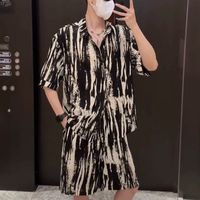 Ensemble chemise à manches courtes et short pour homme, design de marque tendance, imprimé patchwork, style décontracté, sport, deux pièces