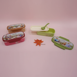 Boîte Bento Portable en Plastique Mignonne avec 2 Compartiments et Cuillère, Chauffable et Préservante, Idéale pour la <span class=keywords><strong>Maternelle</strong></span> et le Rangement des Repas des Bébés - Product Image 2