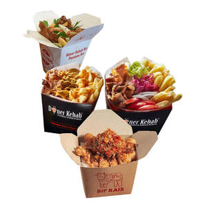 Boîte à emporter de nouilles de restaurant noires pour sushis à emporter Récipient à emporter en papier kraft jetable personnalisé avec poignée - Product Image 1