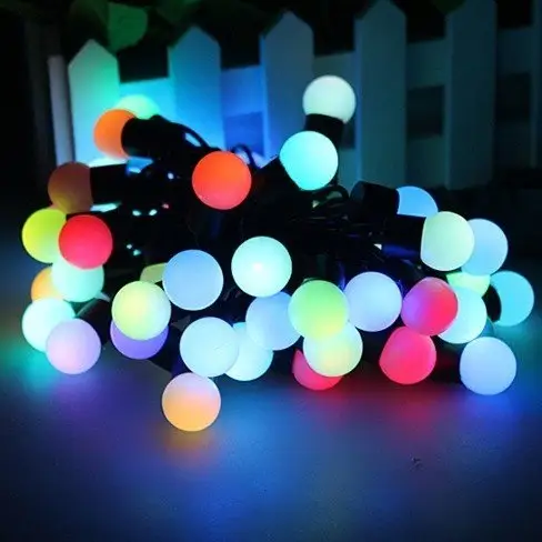 25 bóng đèn/15M ws2811 RGB thông minh pixel g40mm Milky Globe chuỗi đèn không thấm nước kiểm soát ứng dụng địa chỉ từ xa tấm pin mặt trời