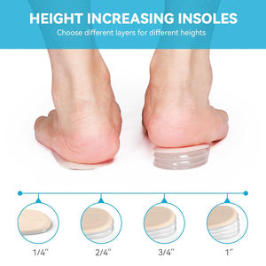 Rehausseurs de talon à 4 couches, inserts de talon en gel pour femmes, coussinets de talon réglables pour la douleur au talon et les différences de longueur des jambes, beige - Product Image 3