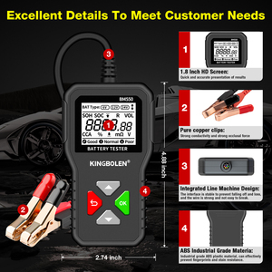 USA EU Warehouse Kingbolen BM550 6V 12V 24V Car Battery Tester Truck OBD2 Tool Obd 2 100-2000 BM550 BM550 Truck OBD2 - Product Image 4