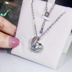 Huitan nuevo Irregular corazón hueco circón colgante collares dulce chicas jóvenes mujeres eterna plata declaración collar - Product Image 3