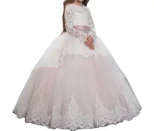 Açık mavi kız prenses kristal elbise güzel dantel kız elbisesi 4-yıl-eski kız doğum günü partisi elbisesi