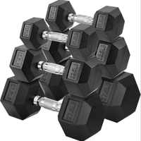 Ensemble d'Haltères Hexagonales en Caoutchouc 5-110 LB Direct Usine avec Support, Équipement de Musculation