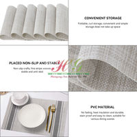 Ensemble de 6 napperons de table tissés en vinyle de couleur grise de qualité supérieure, napperon en vinyle résistant à la chaleur et imperméable à l'eau pour table à manger