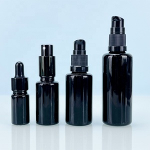 Empty Skincare Packaging Silk-screen logo Black UV protection Violet Glass Essential Oil <b>Bottle</b> with Bamboo <b>Dropper</b> Cap - Product Image 4