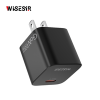 Chargeur rapide compact WISESIR 20W GaN Type-C OTP/OVP pour téléphones/tablettes, adaptateur portable pour les voyages