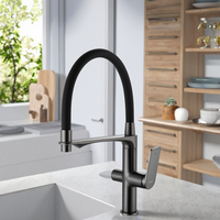 Robinet de cuisine gris pistolet en laiton haut de gamme avec mitigeur de cuisine pour canalisation d'eau pure