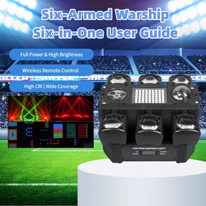 Luci Laser Mobili BAQI Warship 6in1 RGBWAUV DMX512, Attivazione Sonora, LED ad Alto CRI 90, 8000 <span class=keywords><strong>Lumen</strong></span>, Mini Luce da Palco per Discoteca e <span class=keywords><strong>Bar</strong></span> - Product Image 2