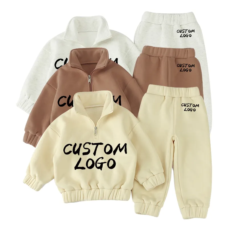 Herfst Custom Trainingspakken Boutique Tweedelige Hoodies Zweetkostuums Baby Jongens Kleding Sets