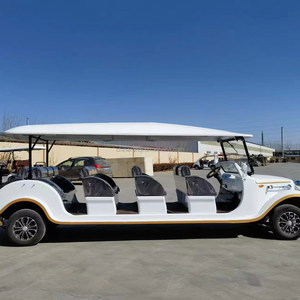 Voiture <span class=keywords><strong>de</strong></span> patrouille électrique rétro blanche 11 places avec carrosserie en acier, marque RENQI, pour les zones touristiques et les navettes hôtelières - Product Image 1