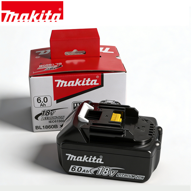 Professional Makita 18V 6.0Ah Lithium-Ion Battery BL1860B in Color Box for Makita LXT Tools 2X Run Time Replacement Battery