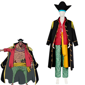 Costume de cosplay One Piece Blackbeard pour homme, ensemble complet, tenue d'Halloween anime, cape, haut, pantalon vert à motifs avec étiquette - Product Image 1