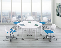 Table de bureau triangulaire blanche, table d'assemblage, mobilier de bureau moderne, table de réunion, formation du personnel