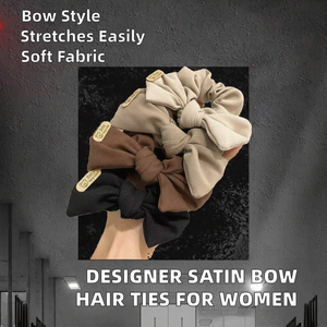 Vente en gros : Nouveaux élastiques à cheveux de créateur, style européen-américain, grands en tissu satiné, avec nœud, pour queue de cheval - Product Image 2