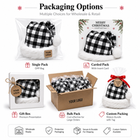 Chapeau de Père Noël personnalisé à carreaux avec bordure en peluche douce, chapeau de Noël disponible en plusieurs couleurs pour les cadeaux de Noël, les événements et service de logo personnalisé