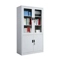 Armoire de rangement de bureau moderne en acier avec porte vitrée, armoire de classement métallique robuste verrouillable, placard en fer