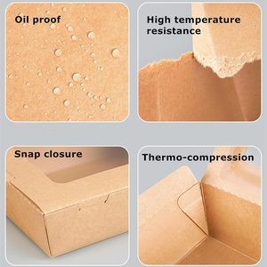 Contenedores Desechables de Papel Kraft para Llevar Comida, Cajas de Grado Alimenticio con Ventana para Hamburguesas, Ensaladas y Papas Fritas - Product Image 2