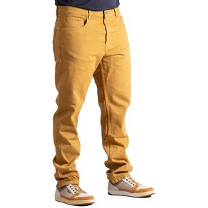 <b>Mens</b> Yellow Cotton Twill Jeans Slim Fit Five Pocket Casual <b>Pants</b> <b>Stretch</b> Denim Trousers Custom Wholesale Fashion OEM ODM Factory - Product Image 1