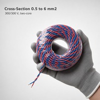 Kabel Fleksibel Tembaga Berinti 2, Isolasi PVC, Tipe Twisted Pair 300/300V RVS untuk Bangunan