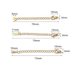 Cadena de acero inoxidable con cierre de langosta para extensión de collar o pulsera, accesorio para la fabricación de joyería DIY, cadena de moda unisex. - Product Image 3