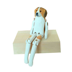 حيوانات خشبية منحوتة يدويًا للديكور، كلب وقطة جالسين على الرف - Product Image 3