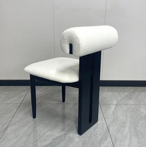 Silla Alpaca al por Mayor, Silla de Comedor Tapizada en Tela de Peluche de Lujo Personalizada, Madera de Caucho Negra - Product Image 4