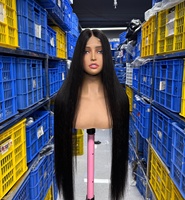 Perruques Lace Front en Cheveux Naturels Vietnamiens Bruts Super Double Drawn Lisses Comme des Baguettes, Perruques en Cheveux Humains Simple Drawn de Haute Qualité pour Femmes Noires