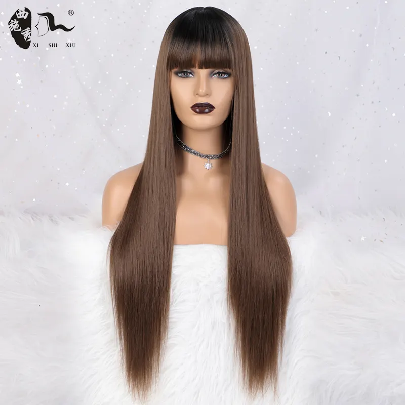 Wholesale synthetic straight hair wig high temperature fiber hair middle part wholesale for cheap synthetic hair wigs for woman