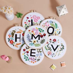 Keluaran baru Kit bordir rumah cinta buatan tangan pemula <span class=keywords><strong>set</strong></span> jahit silang benang bunga alat untuk kerajinan kain tekstil untuk - Product Image 3