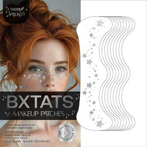 Nuova tendenza da donna argento Glitter lentiggini temporaneo impermeabile trasferimento acqua adesivi tatuaggio trucco cuori e stelle Design - Product Image 3