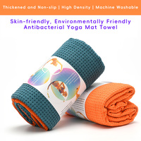 Serviette de yoga antidérapante OEM/ODM 180x60cm, microfibre avec motifs de poignées en silicone personnalisés