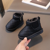 Chaussures d'hiver unisexes pour enfants, mi-mollet, doublure polaire, tige en cuir synthétique, résistantes à l'usure et au froid, pour tout-petits et jeunes enfants