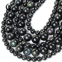 Perles d'obsidienne arc-en-ciel en gros, 6/8/10 mm, pierre naturelle, obsidienne irisée, perles rondes en pierre précieuse, perles en vrac pour la création de bijoux