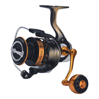 Moulinet de pêche spinning micro pour petits poissons, avec poignée à bille métallique, rapport 5.1:1, pour eau salée, eau douce, ruisseau, rivière, bobine peu profonde