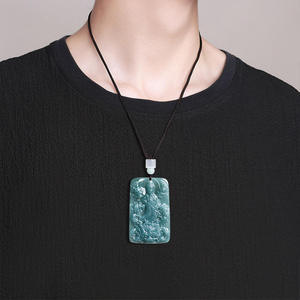 หยกธรรมชาติ หยกมังกร กวนอิม หยกน้ำสีฟ้า จี้ห้อยคอ UNISEX ศาสนาพุทธ สไตล์จีน ของขวัญ พร้อมใบรับรอง GY61 - Product Image 4