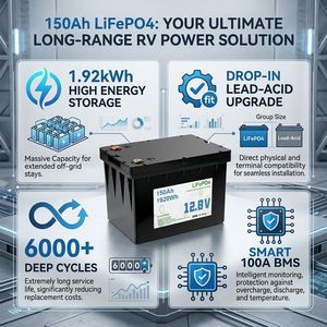 ระบบกักเก็บพลังงานแสงอาทิตย์สำหรับบ้าน ใช้ได้ในแอฟริกา แบตเตอรี่ LiFePO4 12V 150Ah 1920Wh  6000+ รอบการใช้งานแบบ Deep Cycle พร้อมระบบป้องกัน Smart BMS - Product Image 1