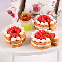 Miniature de gâteau aux fruits simulé pour maison de poupée, modèle de jouet alimentaire miniature, accessoires de photographie