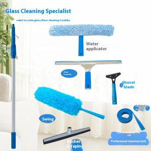 Outil de nettoyage ménager multifonctionnel de nettoyage de vitres de voiture de grande hauteur avec grattoir à verre à poignée en plastique - Product Image 1